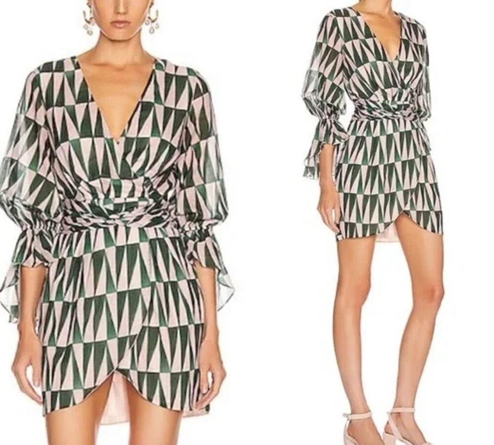 PATBO Geo Print Cotton Mini Dress Size 2
